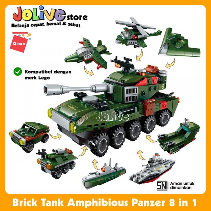 Flash Sale Mainan Lego Anak Laki Brick Qman Tank Tempur Amphibious Panzer 8 In 1 Terlaris