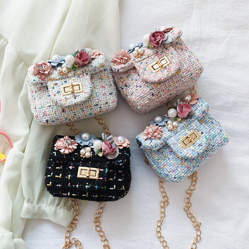 Tas Selempang Anak Perempuan lenan persegi kecil chain Tas Selempang Anak Perempuan lenan persegi kecil chain
