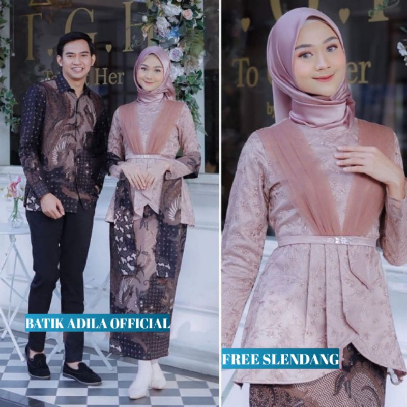 Couple Kebaya Modern Baju Wisuda Tunangan Lamaran Terbaru Baju Batik Brokat Couple Avena