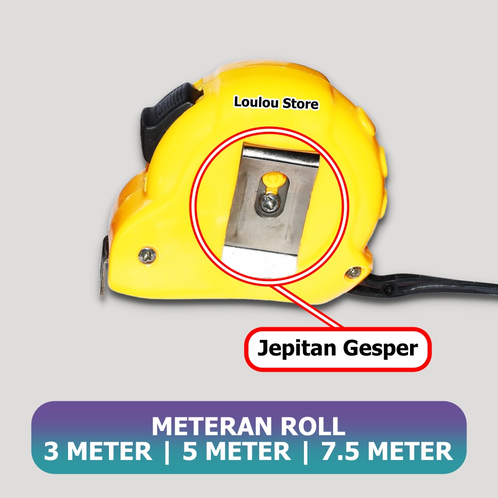 Meteran 3 Meter 5 Meter 7.5 Meter 3m 5m 7.5m 3 m 5 m 7.5 m Meteran Gulung Roll Rol Lock Jepit