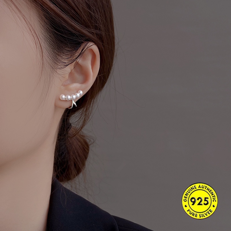 Anting Tusuk Sterling Silver 925 Tanpa Tindik Dengan Mutiara Untuk Wanita