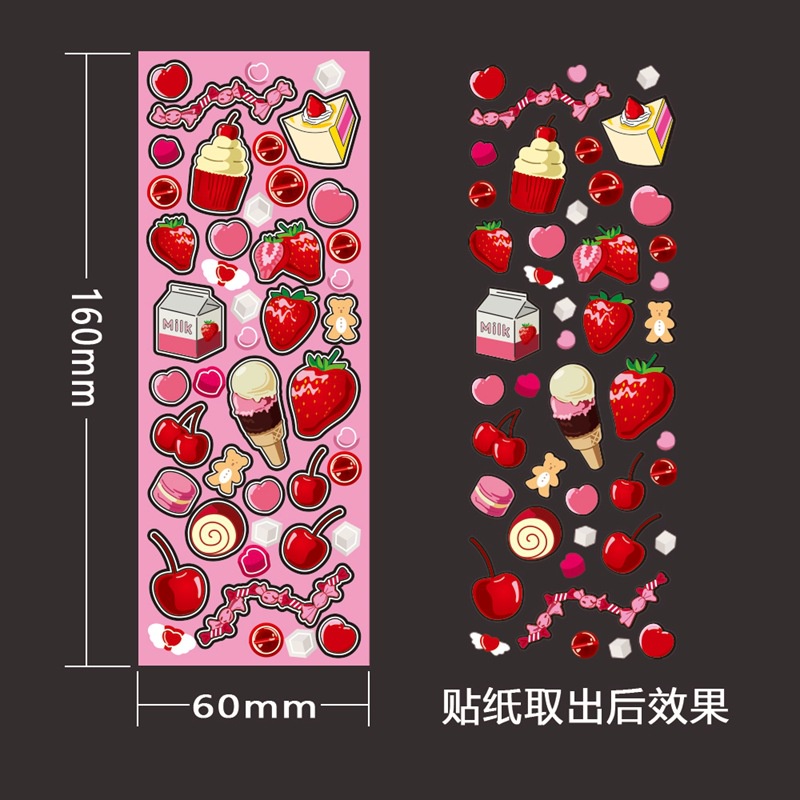 Korea rose pita stiker strawberry dessert kue bulan Jurnal bahan Korea ins tangan Buku stiker Xiao Z