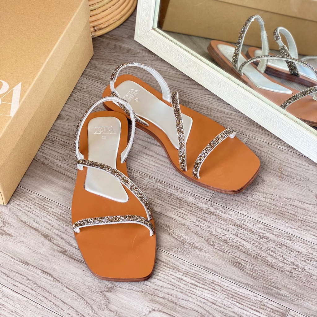 SANDAL WANITA ZS-3347 FLAT SANDALS WITH SHINY