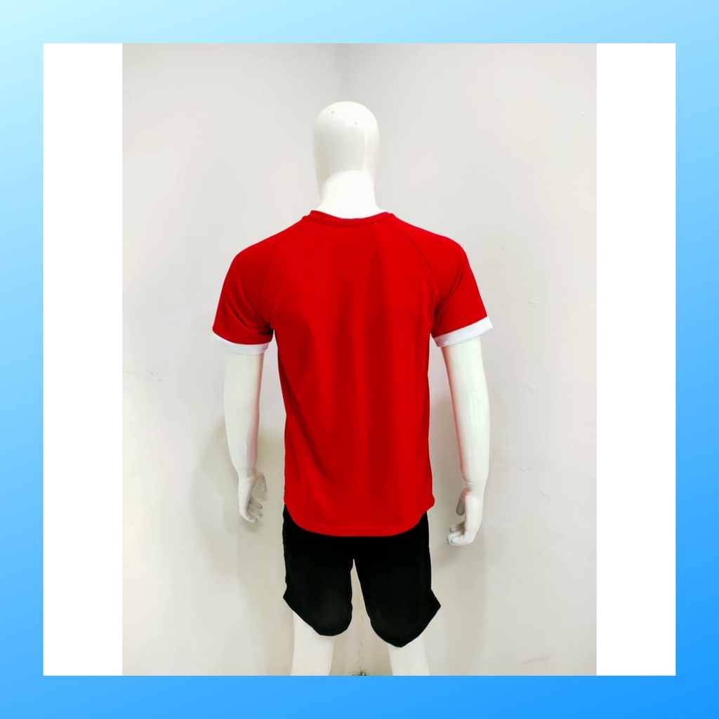 Kaos bulutangkis pria baju badminton dan celana jersey setelan wanita dewasa t-shirt outfit seragam jarsey kostum olahraga pakaian apparel sport jersy bulu tangkis casual jersi sudirman cup suit Y169 merah polos