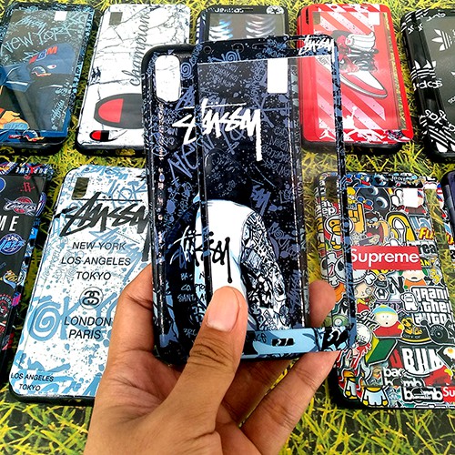 360 Fuze Glossy STREETWEAR Fullprint Samping + Tempered for Oppo/Xiaomi/Samsung/Vivo