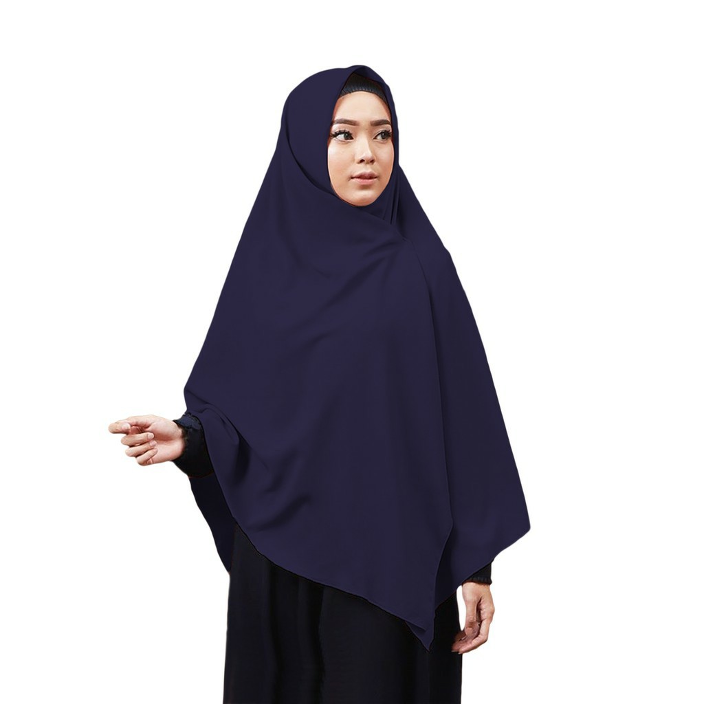 TERMURAH JILBAB SEGI EMPAT 150 X 150 / jilbab jumbo wolfis syari 150 / hijab kerudung jumbo grade A-NAVY