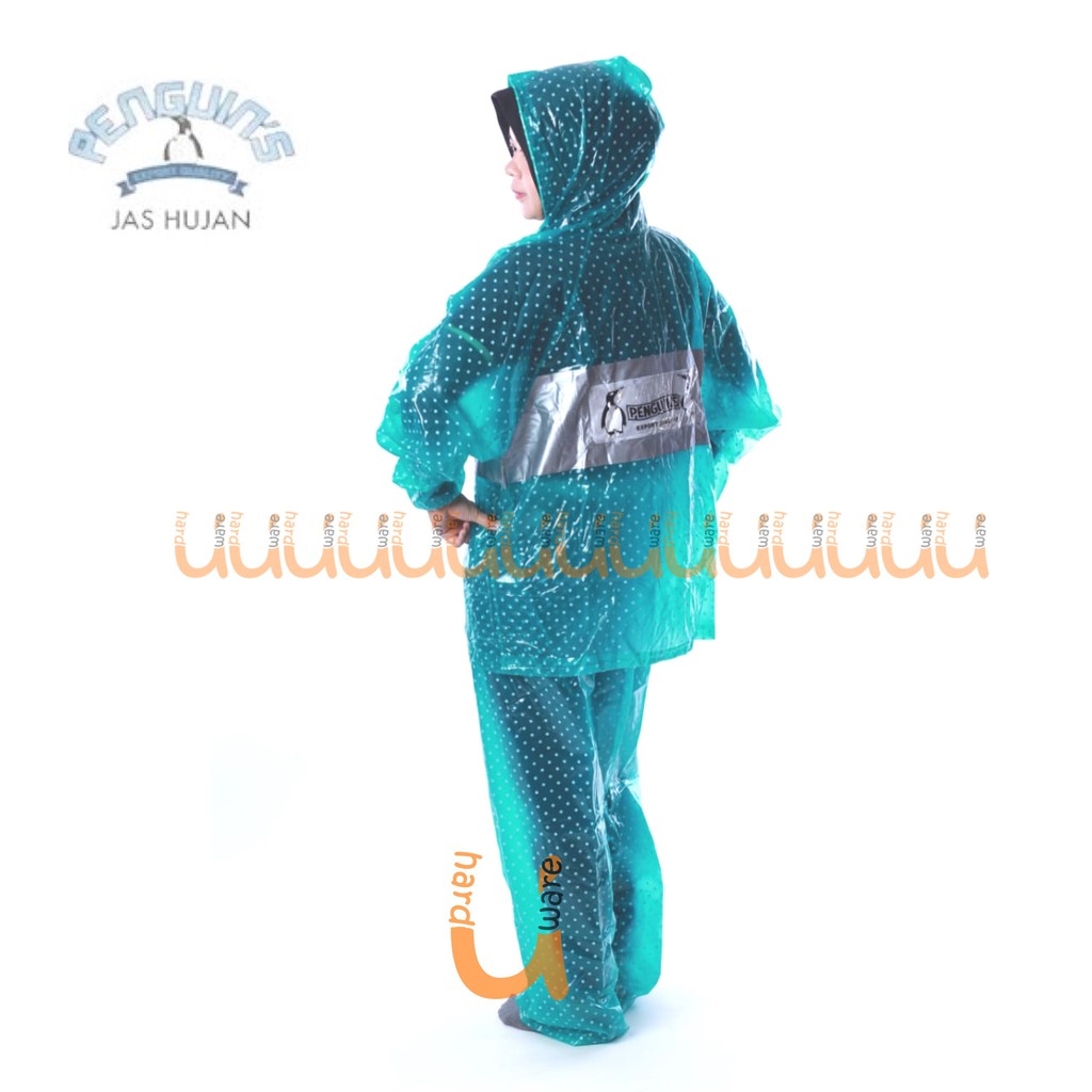 JAS HUJAN JAKET CELANA POLKADOT PENGUIN'S 100% PVC BAHAN TEBAL DAN AWET / RAINCOAT PENGUINS PREMIUM