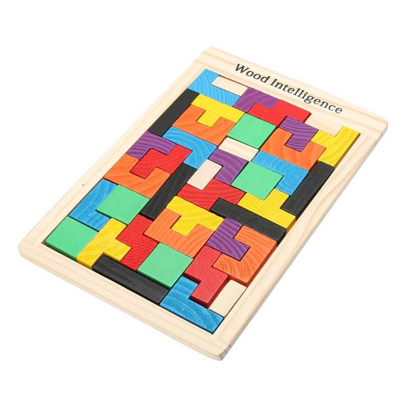 Mainan Puzzle Tangram Tetris Puzle Kayu Berkualitas Aman Nyaman Dimainkan Pazel Balok Mainan Anak