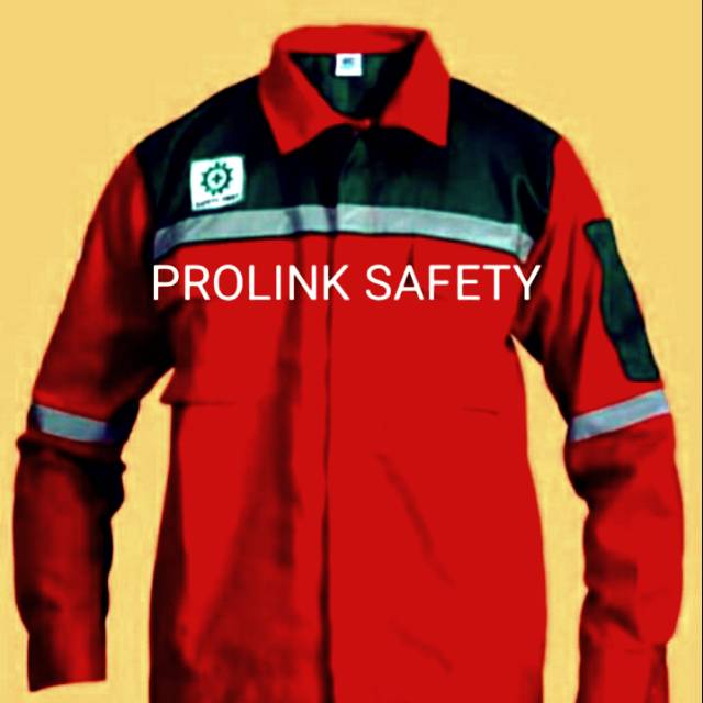 SERAGAM BAJU SAFETY HSE MERAH HITAM RESLETING