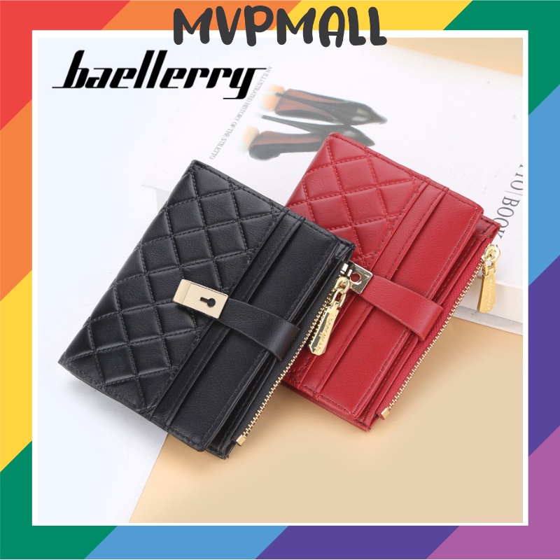 [BISA COD] BAELLERRY NR085 Dompet Wanita Dompet Pendek Dompet Lipat Bahan Kulit PU Leather Premium