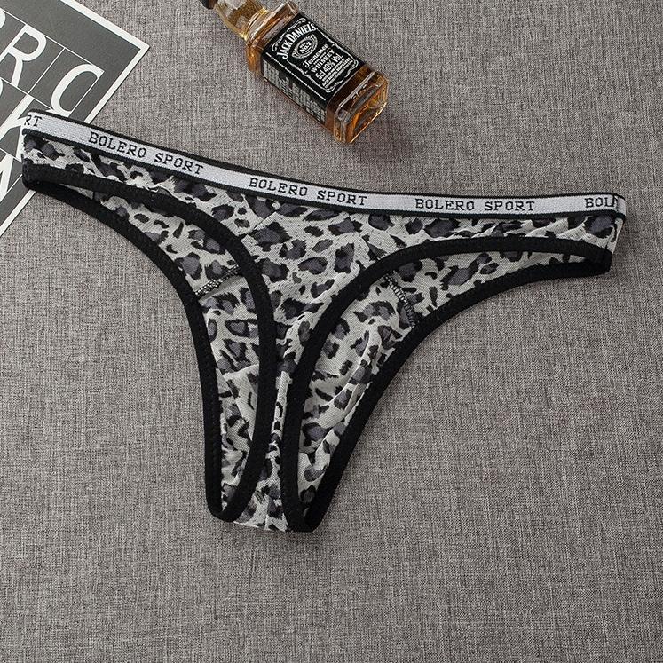 (Recomended) G String Pria Seksi Low Waist Transparan Mesh Celana Dalam Pria Leopard Pola U Segitiga