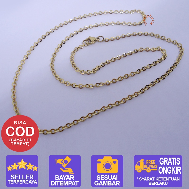 Lovelybutik Rantai Kalung Titanium Anti Karat Rantai Kalung Titanium Nori Ukuran 60 cm