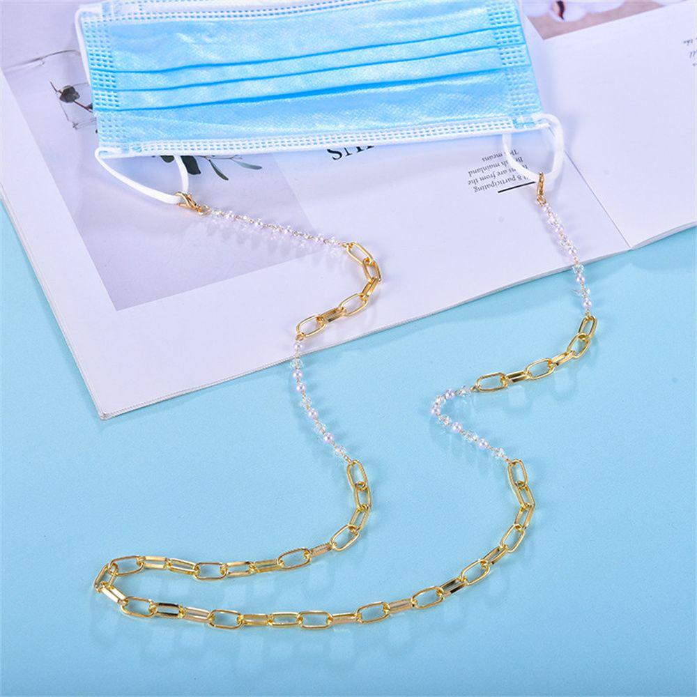 Lily Sunglasses Chain Jewelry Kristal Mutiara Metal Neck Strap Rantai Kacamata