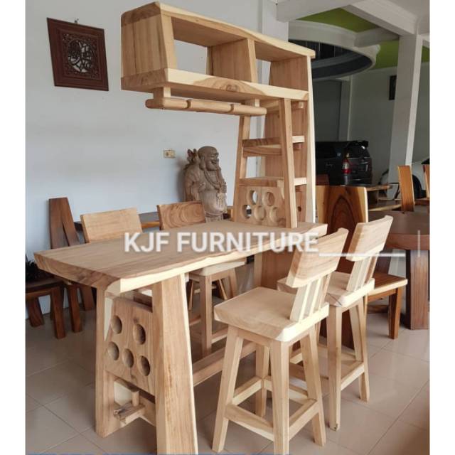 Kursi bar trembesi set minibar trembesi kursi bar kayu trembesi