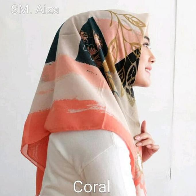 Kerudung Motif Saudia Segi Empat - Jilbab Segi Empat Murah - Kerudung K64 Premium Harga Grosir