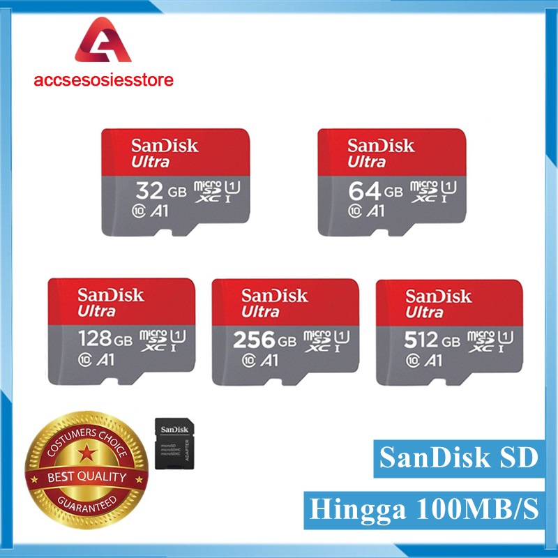 8GB/32GB/64GB/128GB/256GB CLASS 10 100Mbps Micro SD Kartu Memori sd card TF Card 100% Original Sandisk Memory Card