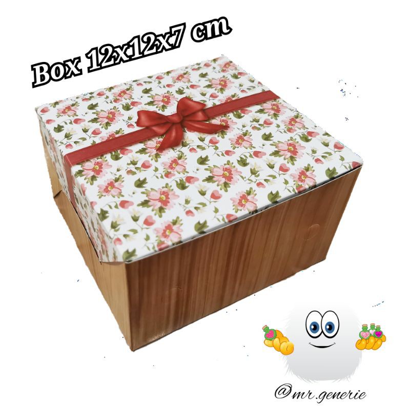 Kardus Nasi Snack 12x12x7 cm motif pita bunga / dus packaging / kemasan online shop / premium
