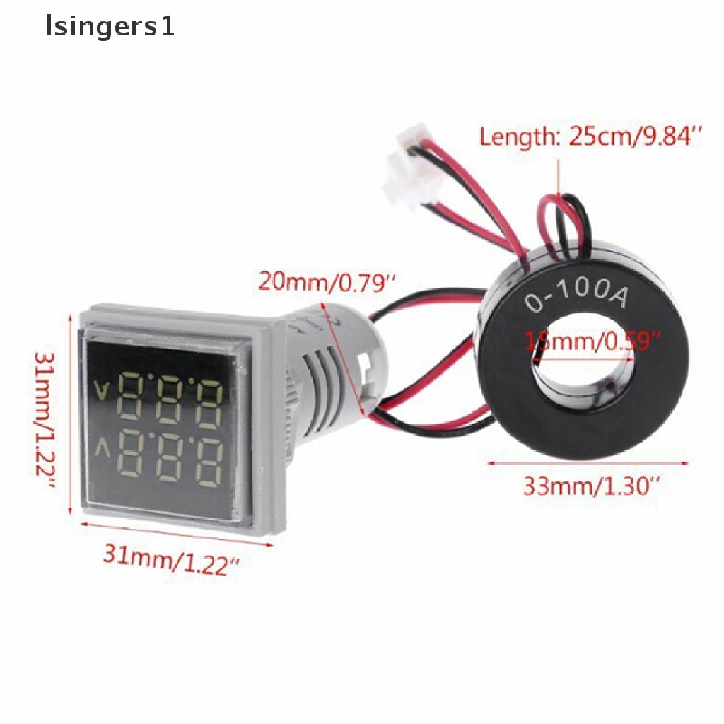 (lsingers1) Voltmeter / Ammeter Digital LED Dual Display AC 60-500V 0-100A
