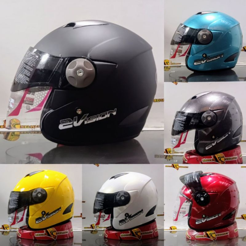 Helm half face kyt 2 vision solid black doff/hitam doff 100%ORIGINAL