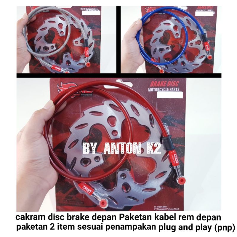 VARIASI PIRINGAN CAKRAM DISC DEPAN PLUS KABEL SELANG REM DEPAN BEAT/BEAT NEW/VARIO/SCOOPY/VARIO/VARI