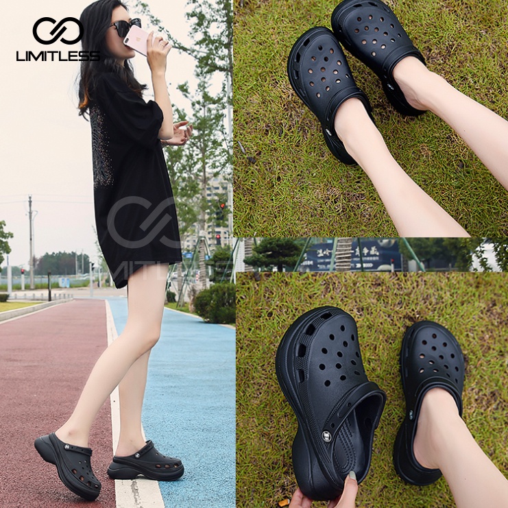 Sandal Fuji Viral Karet Tinggi Sandal Bakpao Wanita Tinggi Jibbitz Sandal Wanita Wedges Platform Tebal Wedges Jelly Rubber