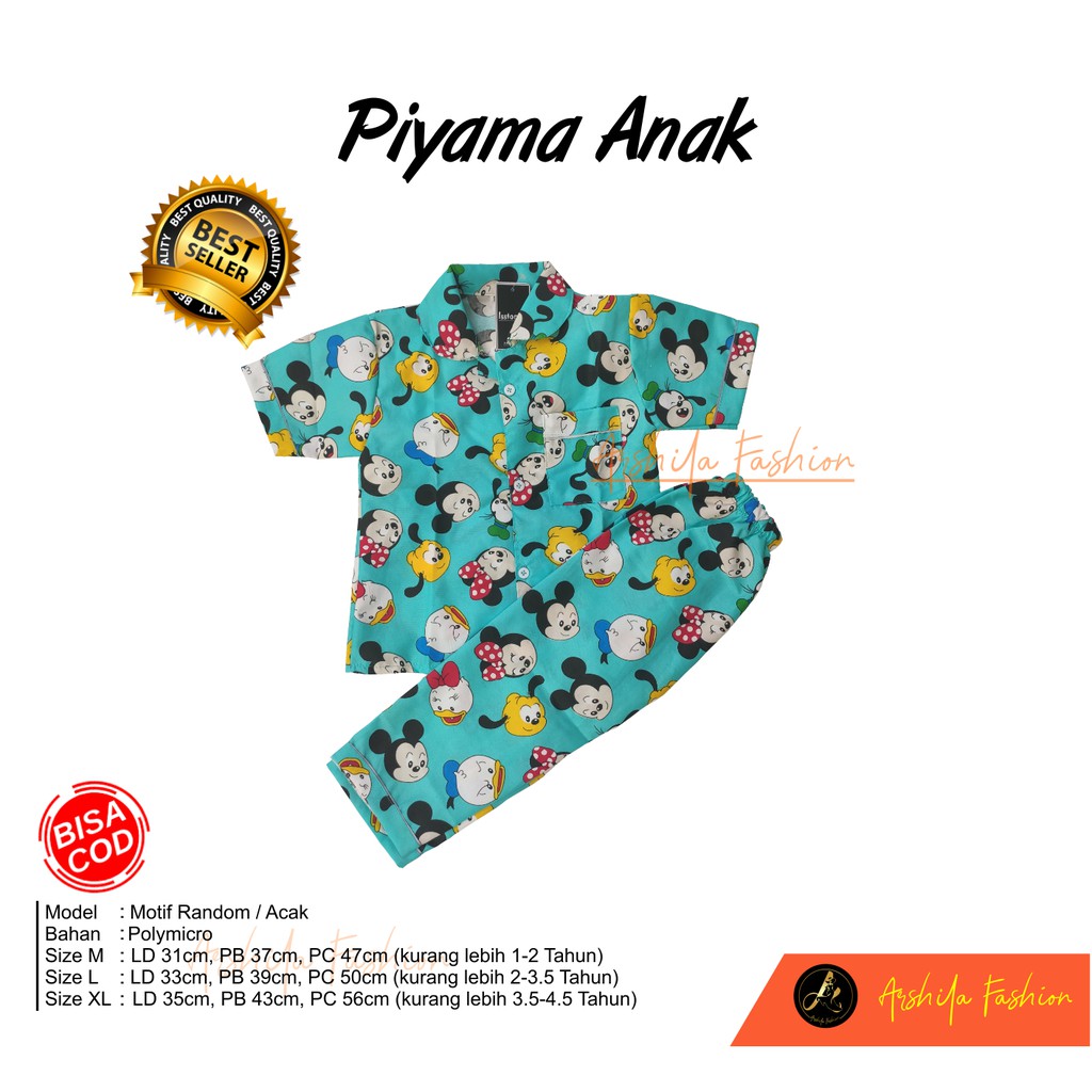 PIYAMA ANAK 1-5 TAHUN POLY MICRO ARSHILA_FASHION