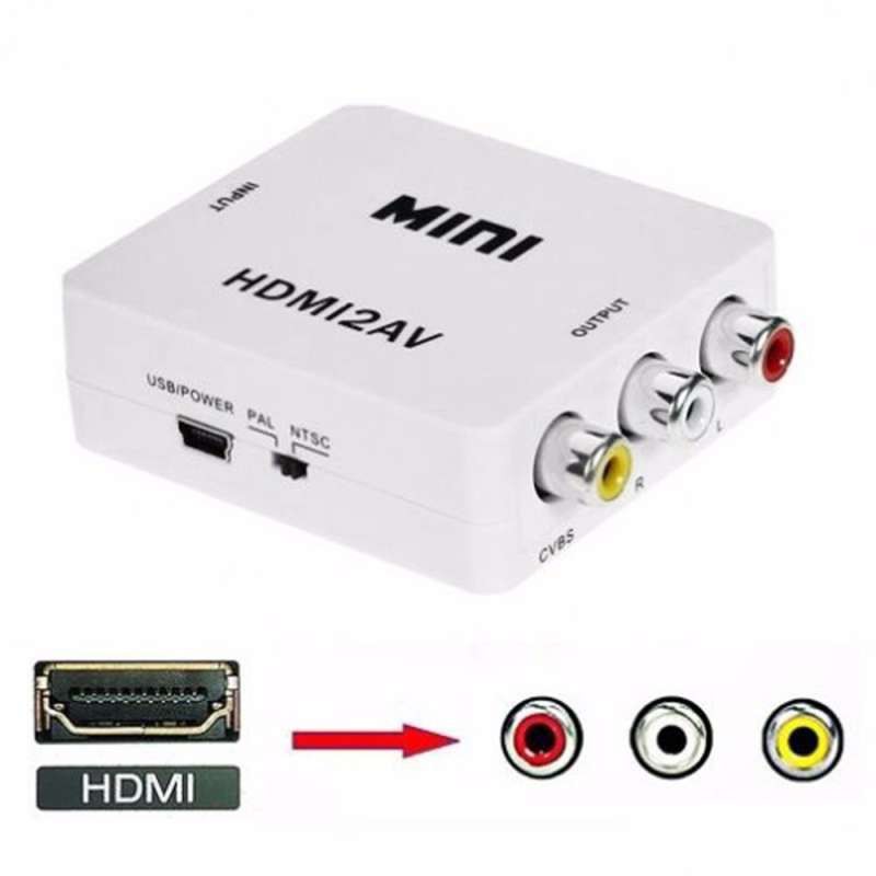 HDMI2AV | CONVERTER HDTV STANDART FEMALE TO AV FEMALE `MINI`+ KABEL USB 5 PIN MALE / HDMI2AV (BLACK/WHITE)