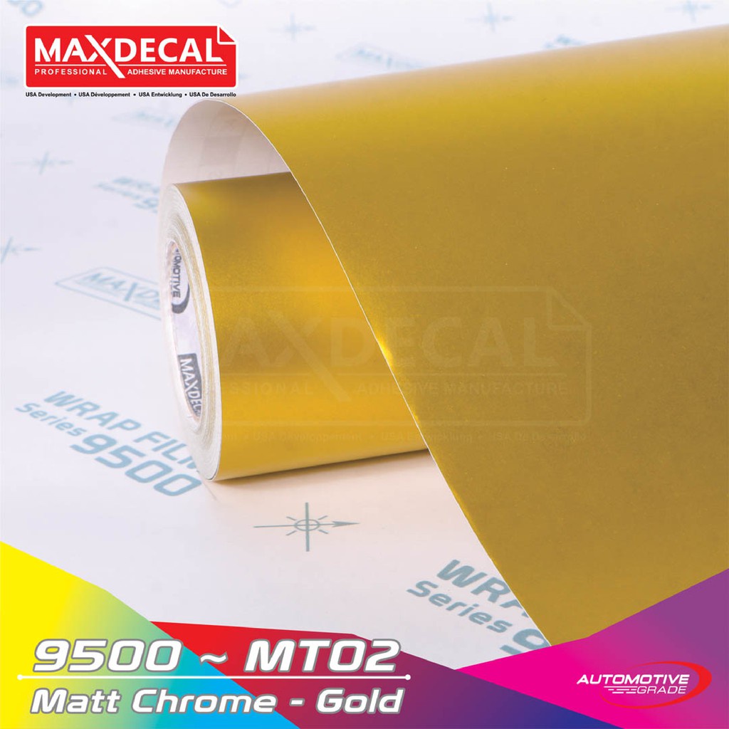 Maxdecal 7500 MT02 Matte Chrome Gold, Wrap Series Sticker, Roll 50cm x 9m