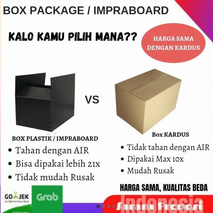 

kardus packing box plastik uk.60x30x40 - tahan air - hitam