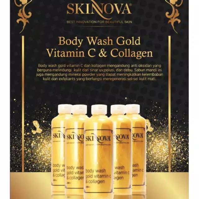 Skinnova Body Wash Gold vitamin c & collagen  / sabun mandi emas / pemutih - skinova