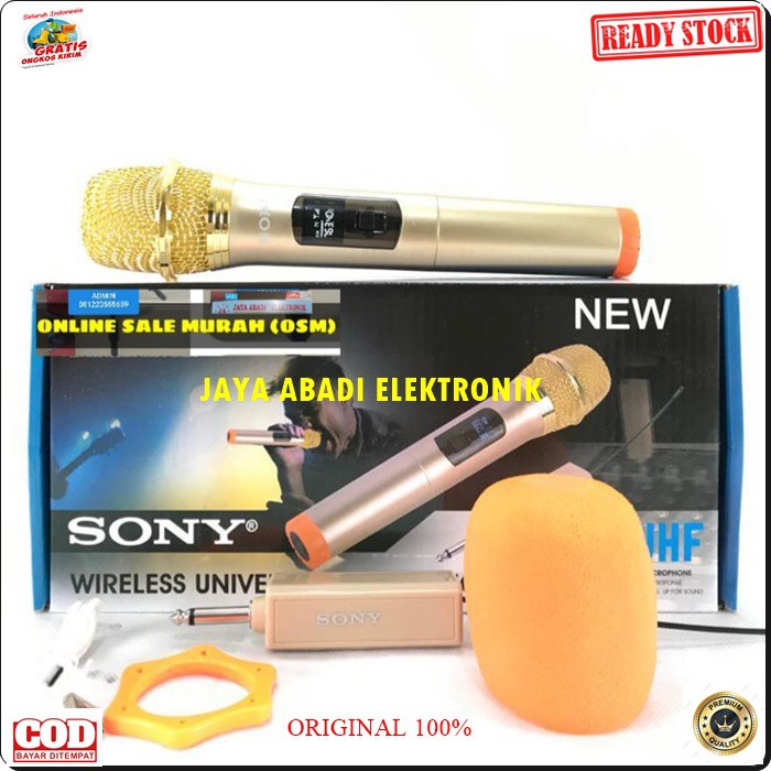 G492 SONY MIC WIRELESS MICROPHONE CAS CASAN BATERAI CHARGER UHF MIK KARAOKE Mic single pro vocal vokal suara audio sistem mik professional panggung dj studio sound system G492  Deskripsi Mic wireless Sony 1 pcs mic pegang 1 pcs transmitter/receiver 1 pcs