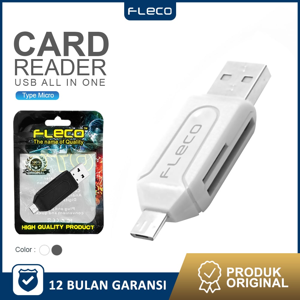 Otg Card reader panjang Micro MMC SD Card Colokan Micro Fast Data 3.0  HIGH SPEED DATA TRANFER FLECO - Garansi 1 Tahun