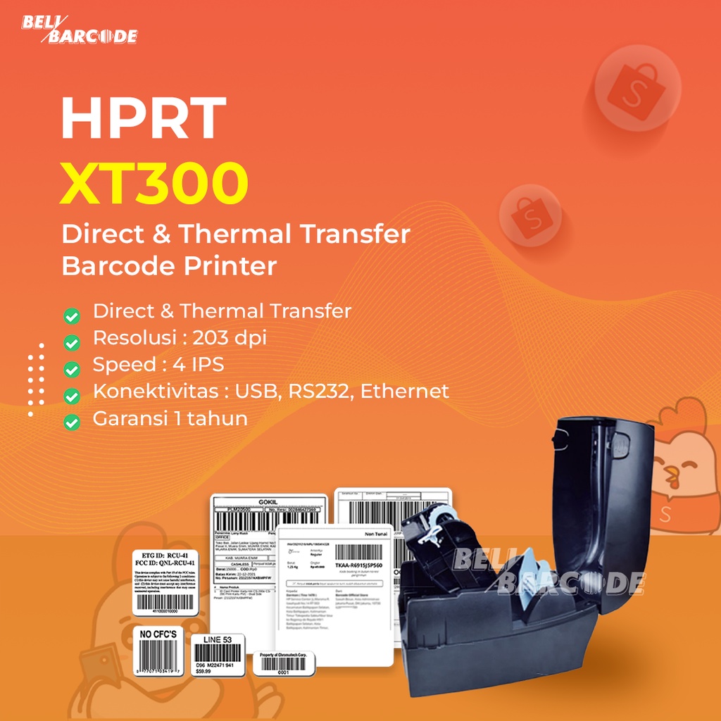 Printer Label HPRT XT 300 Cetak Barcode Direct Thermal Transfer