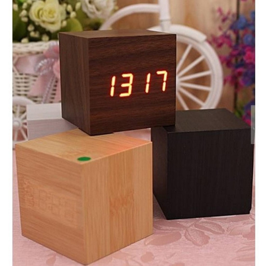 COD JAM DIGITAL LED KAYU JAM WEKER WAKER BEKER ALARM MEJA WOOD CLOCK UNIK MURAH B70