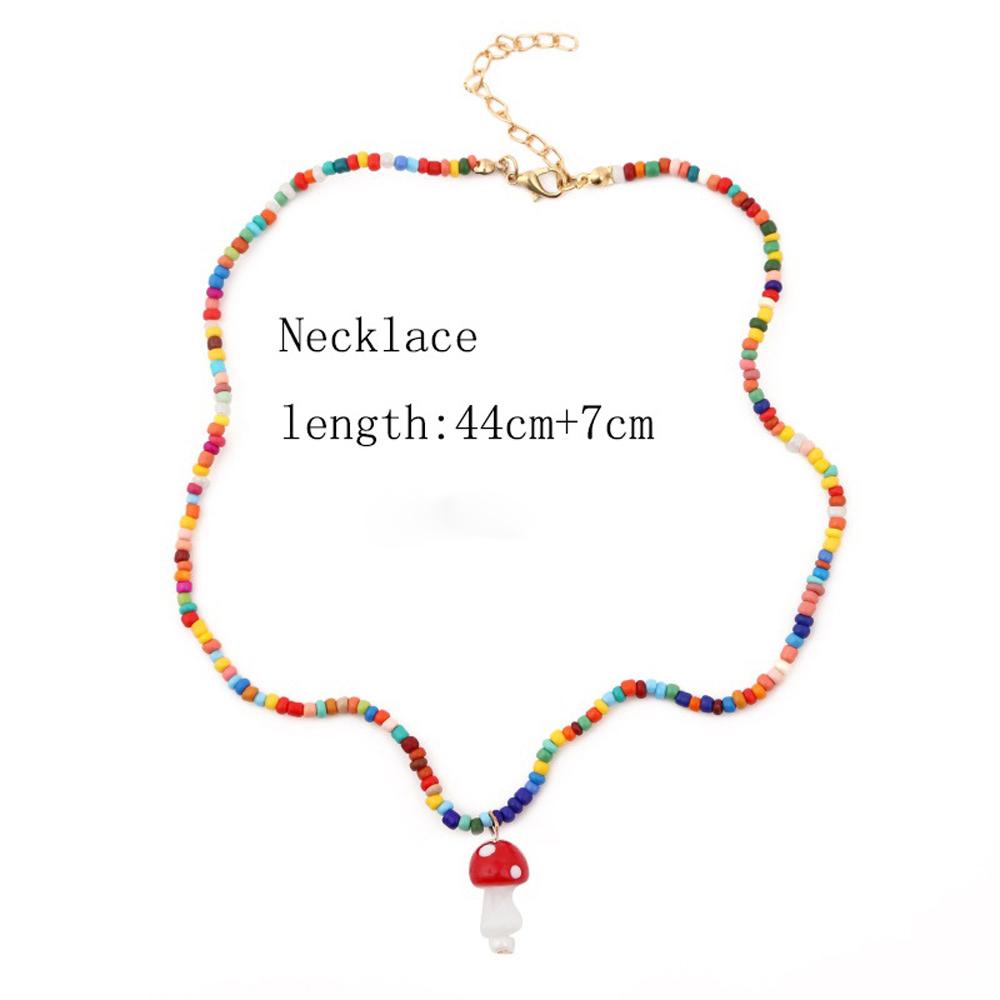 Agustinina Kalung Jamur Gadis Kepribadian Wanita Liontin Multicolor Bintang Bulan Mutiara