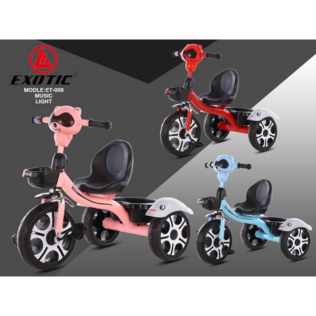 SEPEDA RODA TIGA 3 TRICYCLE ANAK EXOTIC ET 009 MUSIC LIGHT BAGUS MURAH
