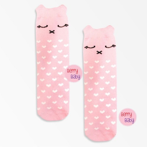 YooBerry Kaos Kaki Pink Cat Antislip 0-4T Berry Mart