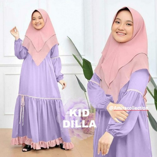 Syari Anak Terbaru Lilac Tren Baju Lebaran Free Jilbab Umur 8 9 10 Tahun Fashions Anak kid laris