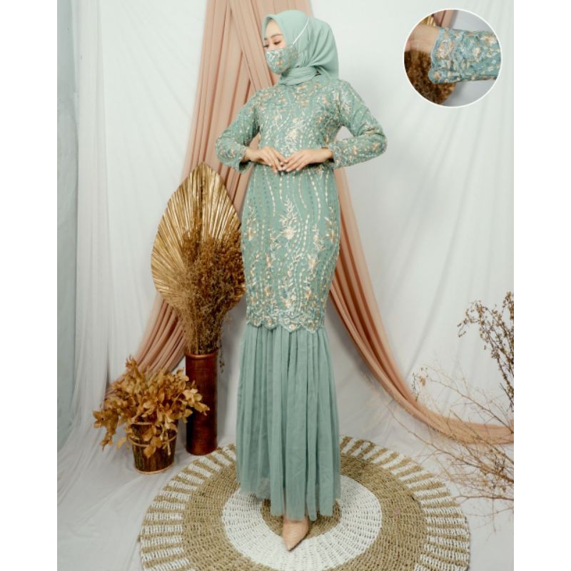Gamis Tile Mutiara // Gamis Syari Tile Mutiara Wanita // Gamis Tutu Model Duyung / Gamis Pesta