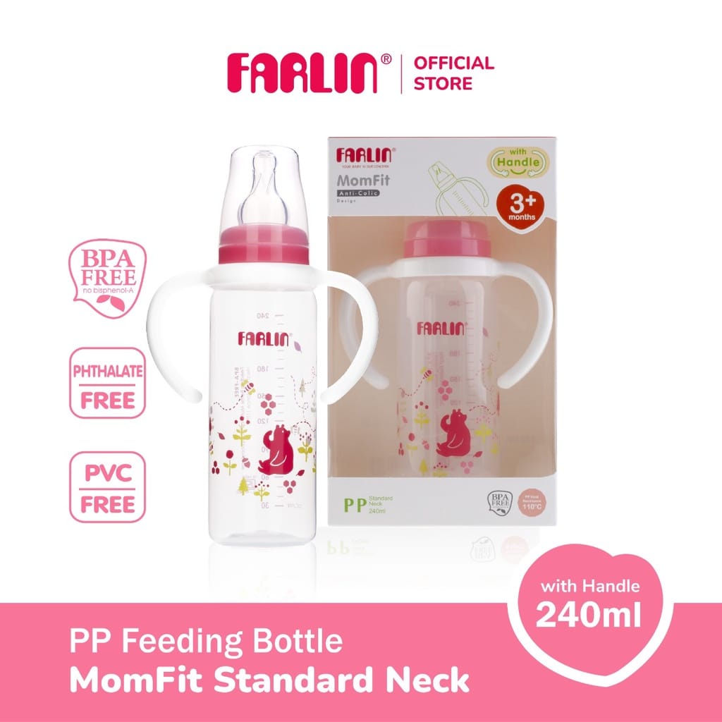 BOSU361 FARLIN MOMFIT PP STANDARD NECK FEEDING BOTTLE WITH HANDLE 240ML