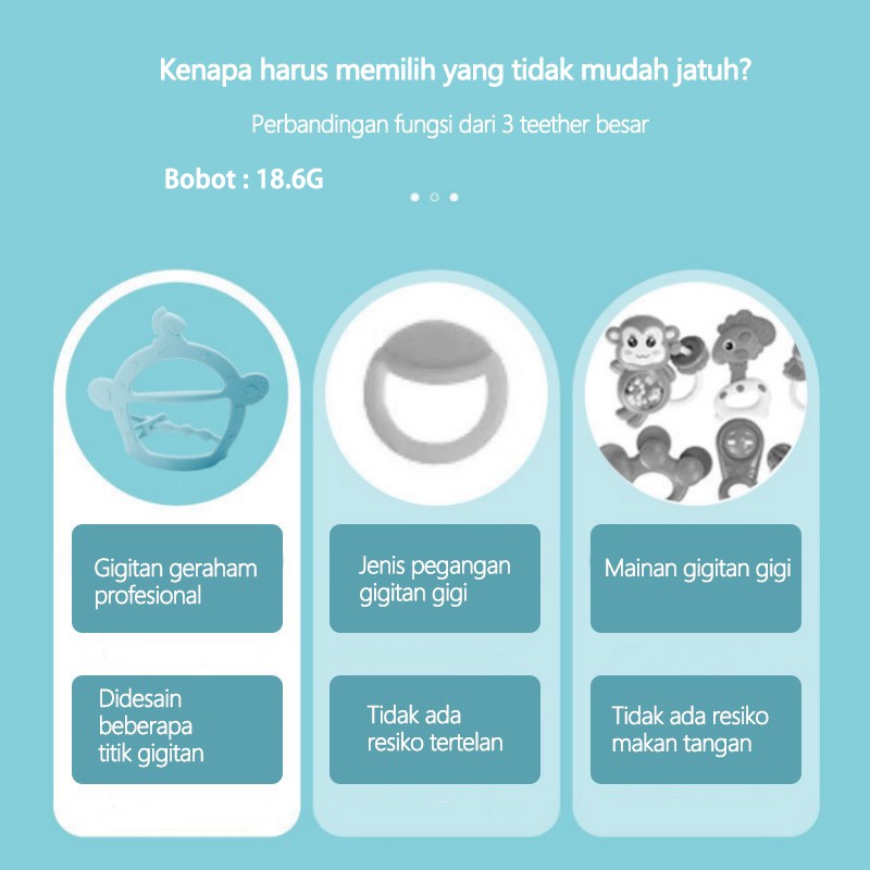 Teether bayi/Gigitan bayi teether/Teether bayi gelang/Mainan gigitan bayi bahan silikon (B68)
