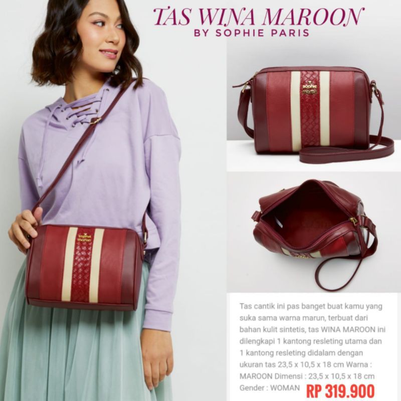 TAS WINA MAROON SOPHIE PARIS