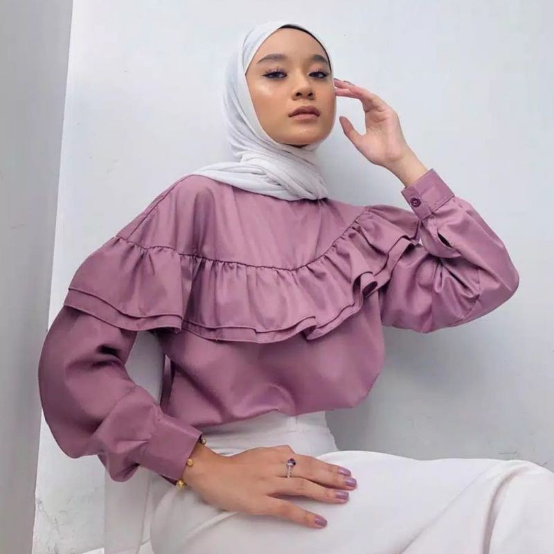Kellya Blouse l Top Atasan Wanita Termurah Fashion Muslim Korea Remaja