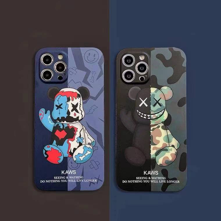 Liquid silicone violent bear case iPhone 13 12 11 pro max X/Xs max XR 7/8/SE2020 7plus/8plus full protection camera case iPhone