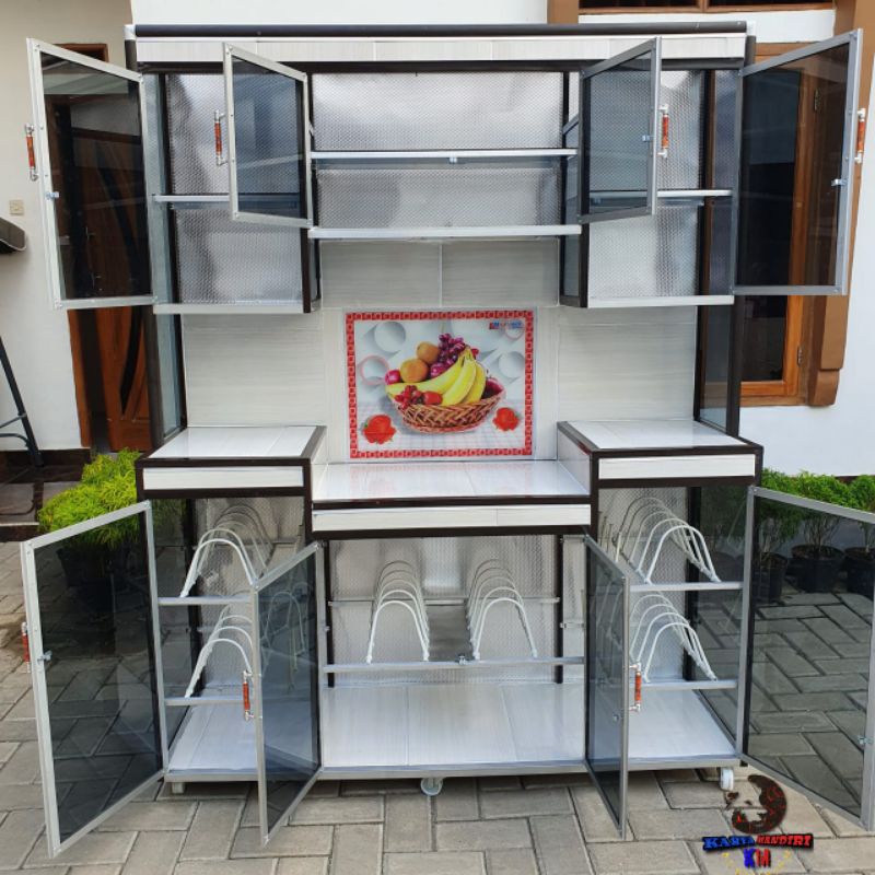 Rak Dapur / Rak Piring 4 Pintu Gendong Gantung