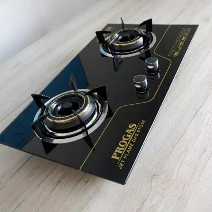 [ Progas ] Kompor Gas Kaca / Tanam Progas 2 Tungku - Full Burner
