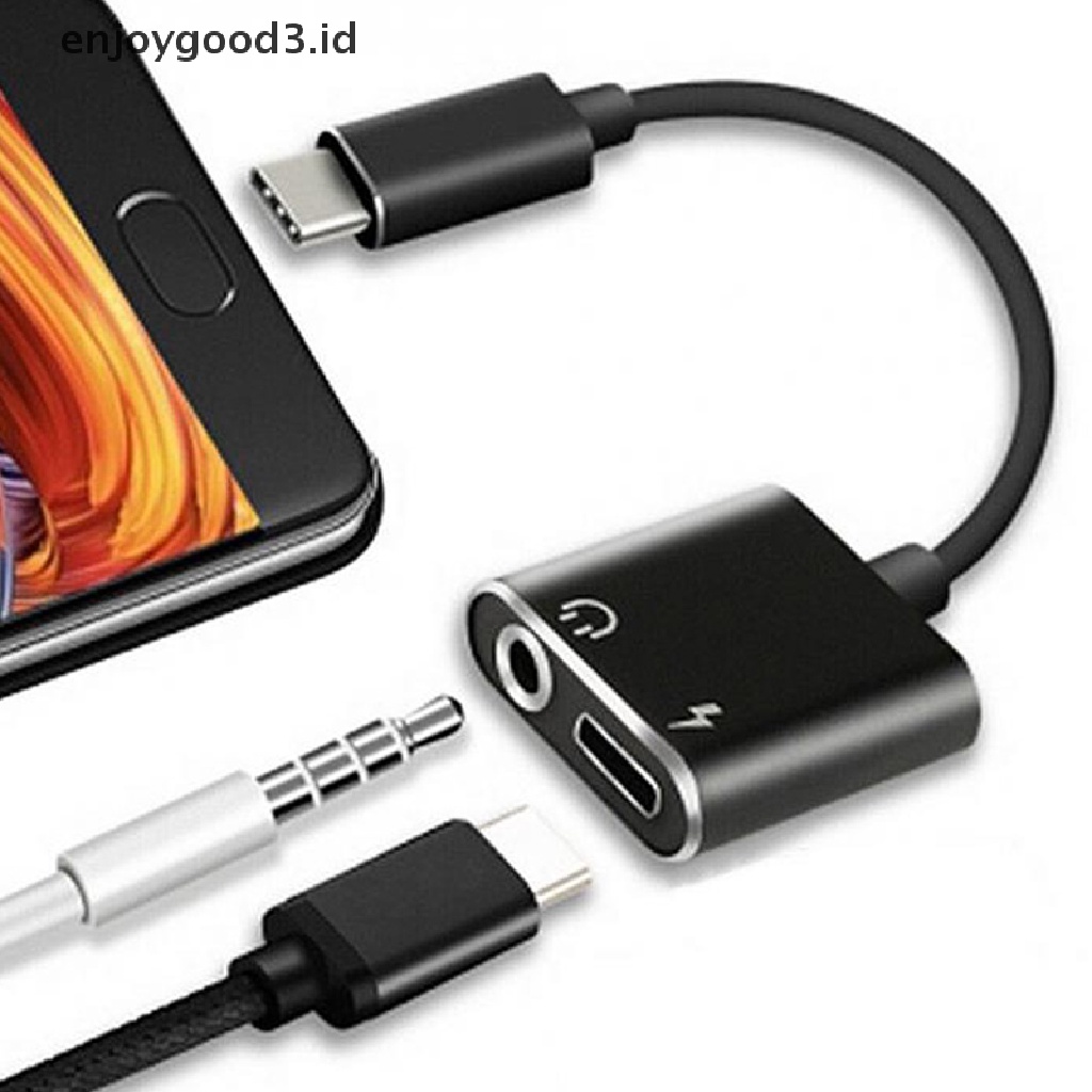 2 In 1 Adapter Charger Headphone Tipe-C Ke Jack Audio Aux 3.5mm