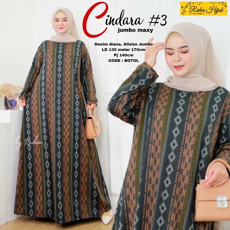 Cindara Maxy - LD120-130 Gamis Diana Denim Jumbo Bigsize Oversize Bumil / 025-6990