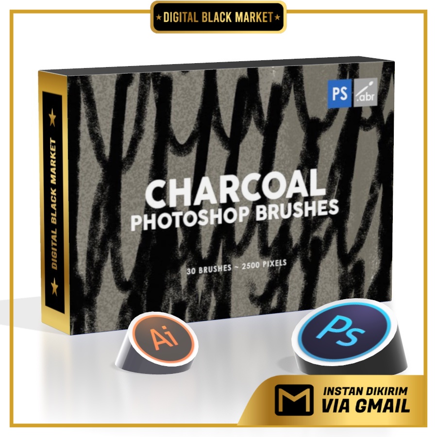 30 Charcoal Texture - Photoshop Stamp Brushes