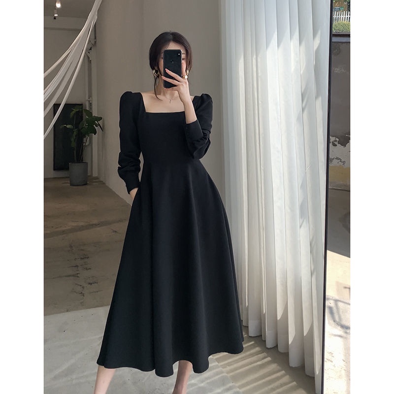 ZLORE - #DR05 U Neck Dress Lengan Panjang // Korean Party Dress Square Neck - 100% IMPORT (S-2XL)